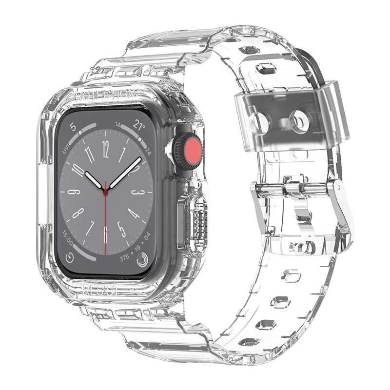 适用苹果iwatch9/7手表se表带s6透明冰川替换带保护套一体s7创意男女款s8通用49/45mm手表带applew