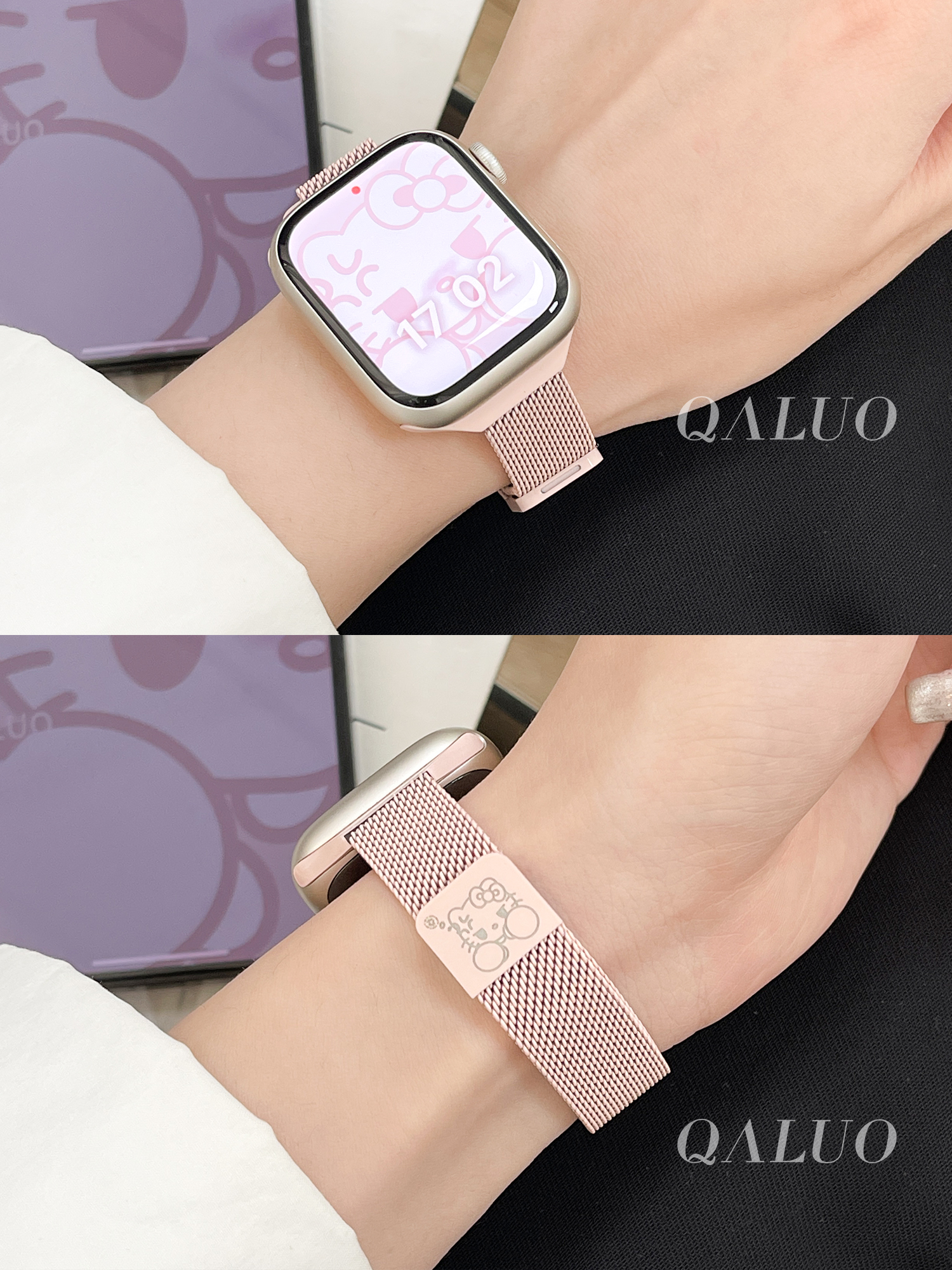 QALUO新款细款米兰尼斯金属磁吸表带适用apple watchS9/S8表带iwatch7苹果手表se/6/5/4代4