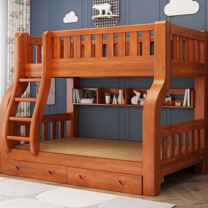 新款全实木儿童床上下床子母床大人成年母子两层高低床上下铺木床