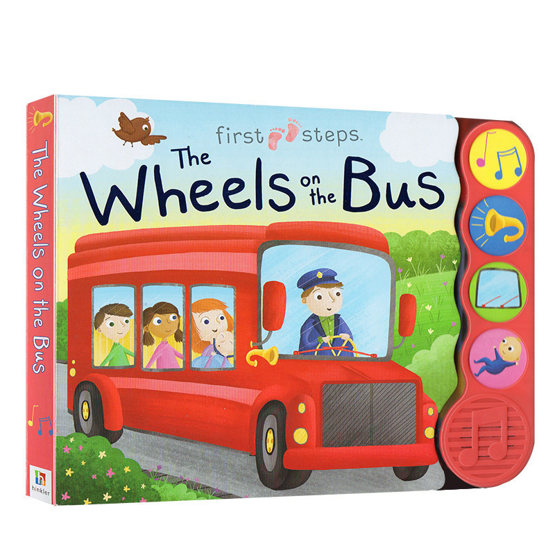 Wheels on the Bus 巴士上的轮子 纸板发音书 英文原版经典儿歌童谣绘本 幼儿启蒙撕不烂纸板书 正版进口