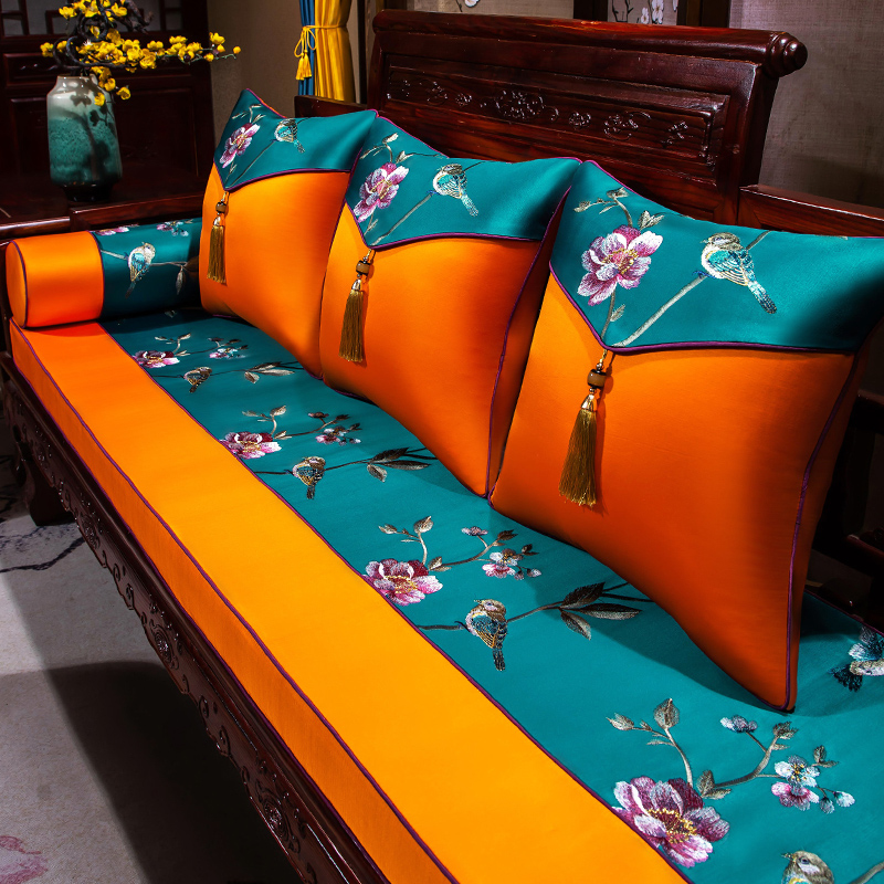 新中式红木沙发坐垫防滑实木沙发海绵垫乳胶飘窗垫沙发垫套罩定做
