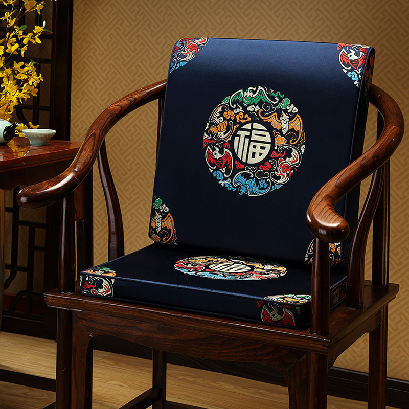 中式椅垫古典实木圈椅茶椅防滑坐垫红木沙发海绵靠背靠垫枕可拆洗