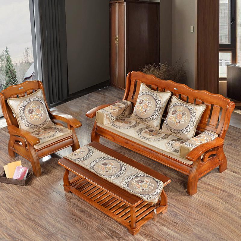 红木沙发坐垫高密度海绵防滑组合套装老式木头实木长沙发垫新中式