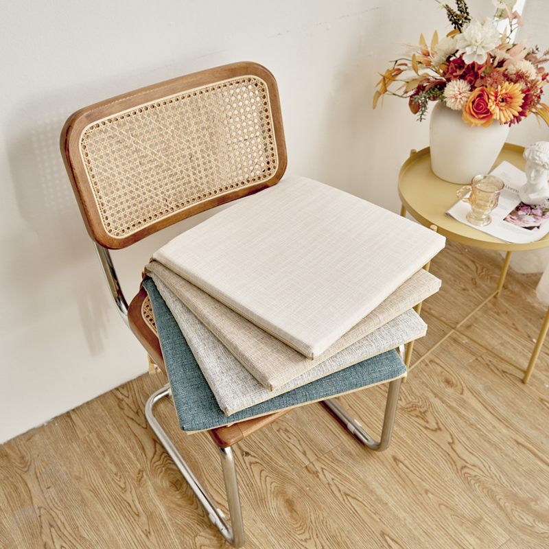 冰丝麻棉麻新中式北欧现代海绵坐垫椅子垫家用办公室学生软垫定做