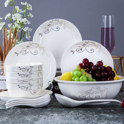 碗碟盘套装 整套4人陶瓷碗家用中式简约餐具套装汤碗面碗饭碗组合