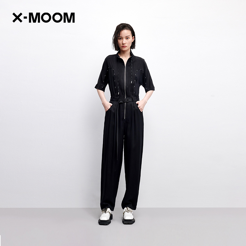 【商场同款】X--MOOM夏季新款清凉弧线芽条铜氨天丝连体裤女