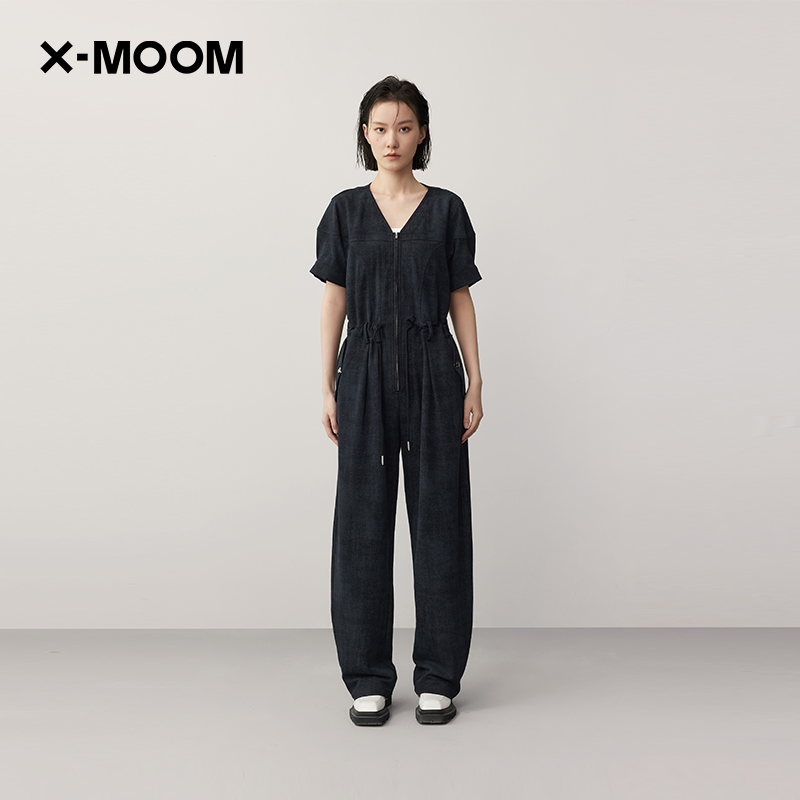 【商场同款】X--MOOM2024夏季新款轻工装收腰显瘦V领气质连体裤女