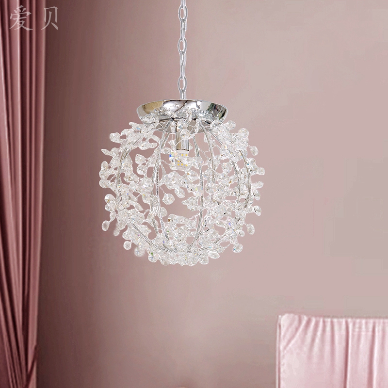 爱贝 公主花球水晶吊灯浪漫欧法式现代女创意儿童房间卧室床头灯
