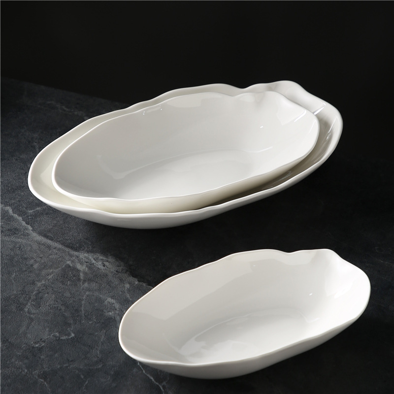 个性陶瓷纯白不规则异形点心碗浅碗中餐冷菜私厨位上菜特色餐具碗