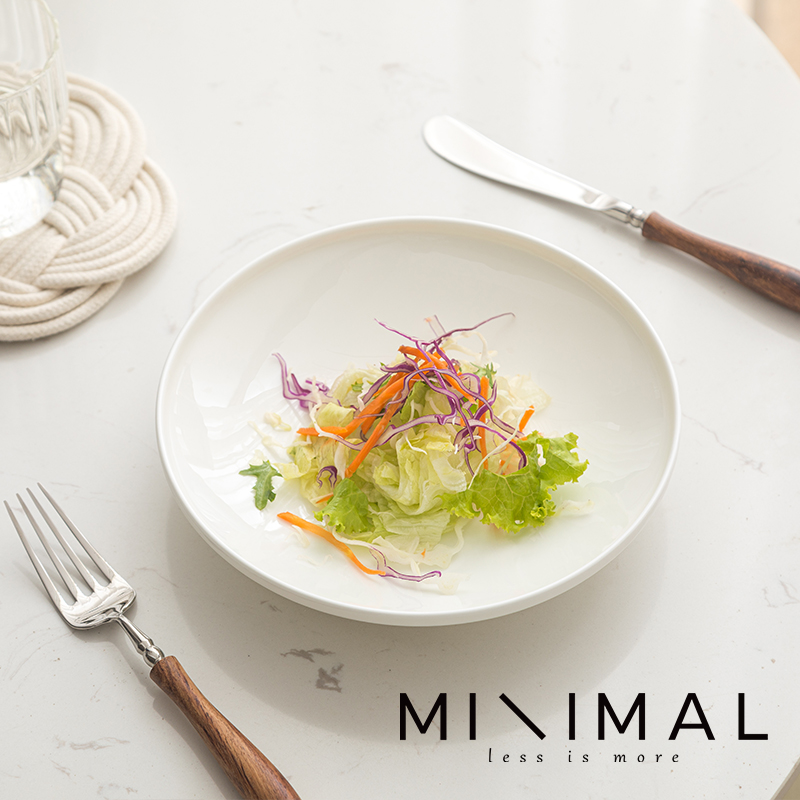 白色骨瓷菜盘上汤碗盘子家用高级感简约时尚中餐大容量新款圆形深