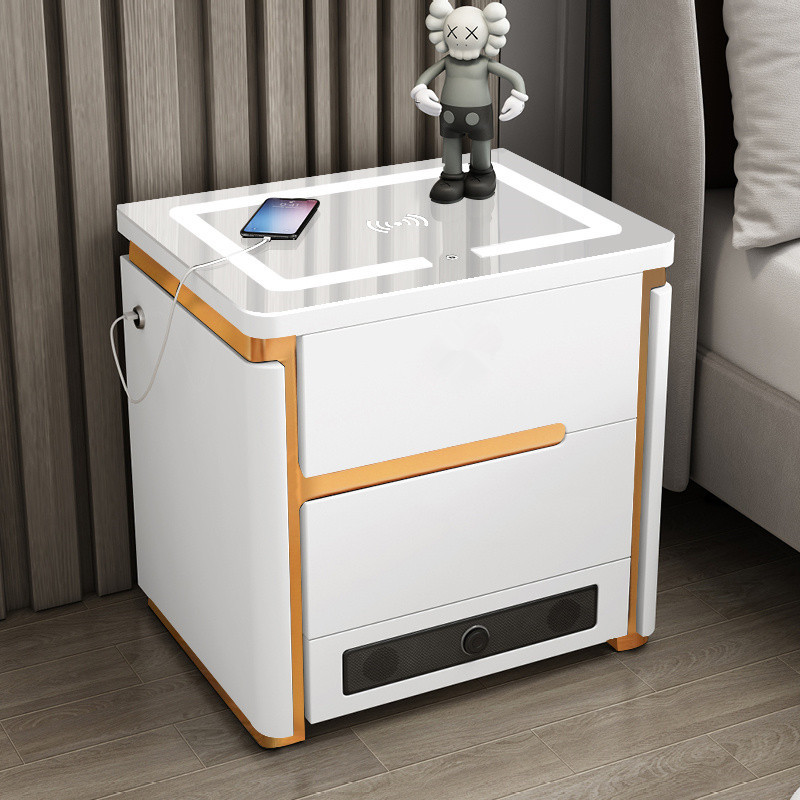 新款床头柜智能带无线充灯多功能一体轻奢现代家用床边斗柜收纳柜