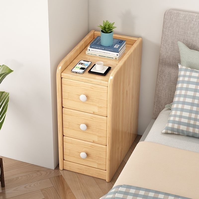 实木床头柜现代简约超窄小型置物柜卧室简易收纳边柜沙发夹缝柜子