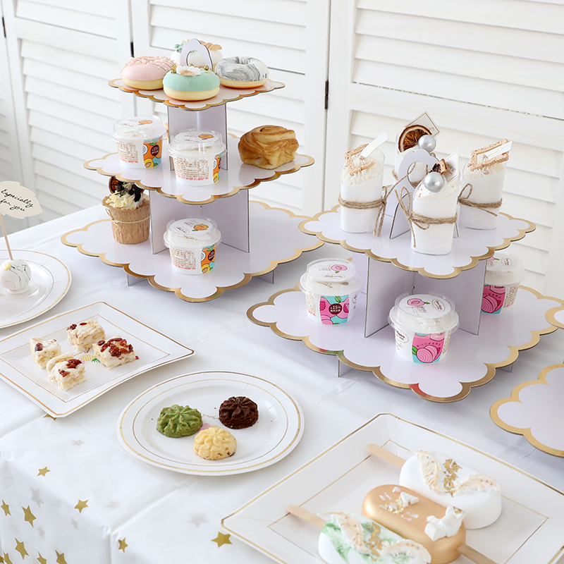 生日布置蛋糕架多层三层展示架子纸盘托盘点心架婚礼甜品台摆件