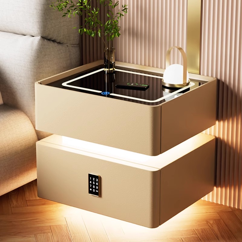 新款智能床头柜全实木简约现代轻奢高级感无线充电带灯床边储物柜