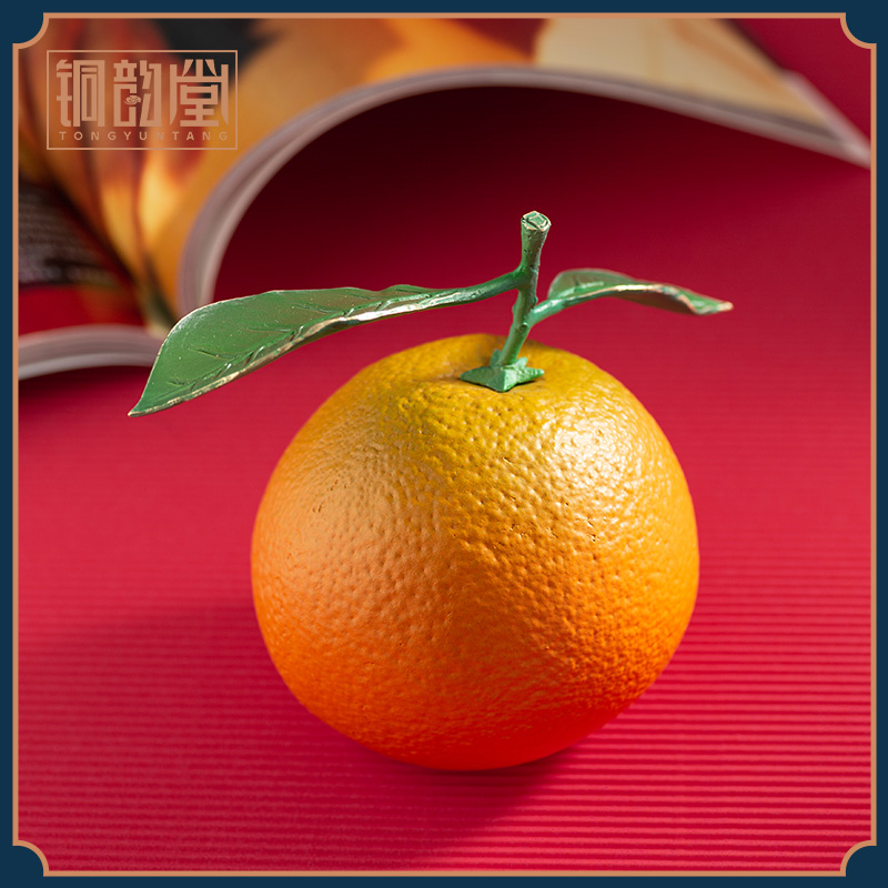 仿真铜水果摆件橙子橘子心想事橙礼盒事业有成事成办公室桌面装饰