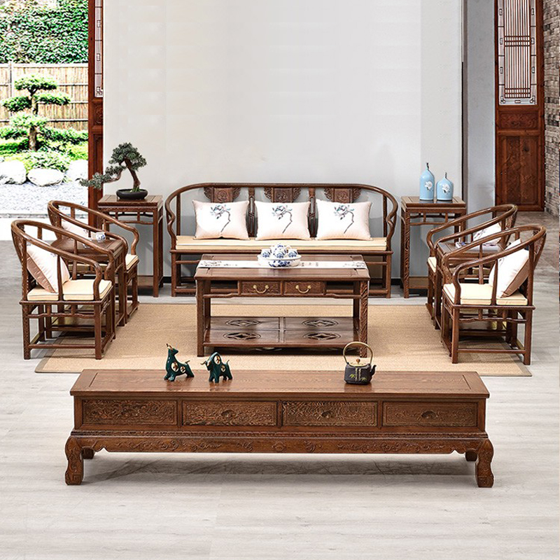 鸡翅木圈椅沙发新中式实木客厅仿古小户型五件套组合全套红木家具