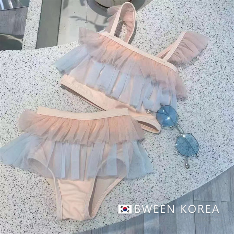 儿童泳衣女孩洋气时髦韩版网纱吊带甜美公主女童游泳衣夏季新款炸