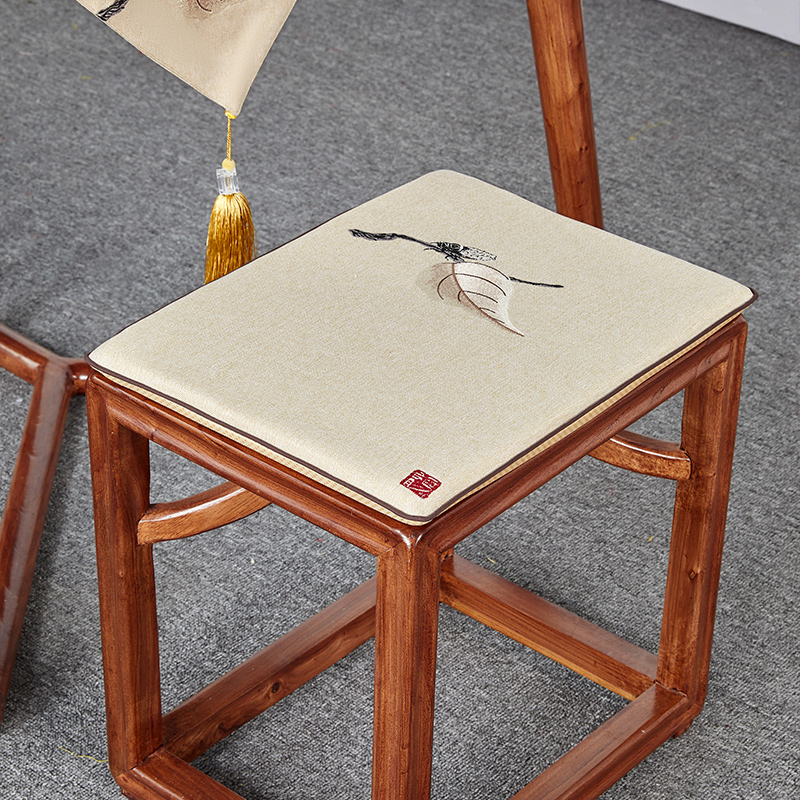 红木沙发椅子坐垫定制中式实木麻布刺绣方凳垫屁股垫餐椅圈茶椅垫
