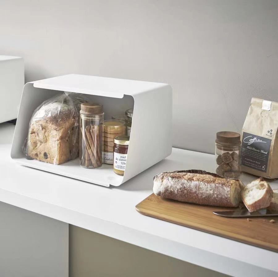 新款日式铁艺面包盒铁艺咖啡烘焙零食厨房桌面收纳盒储物箱木砧板