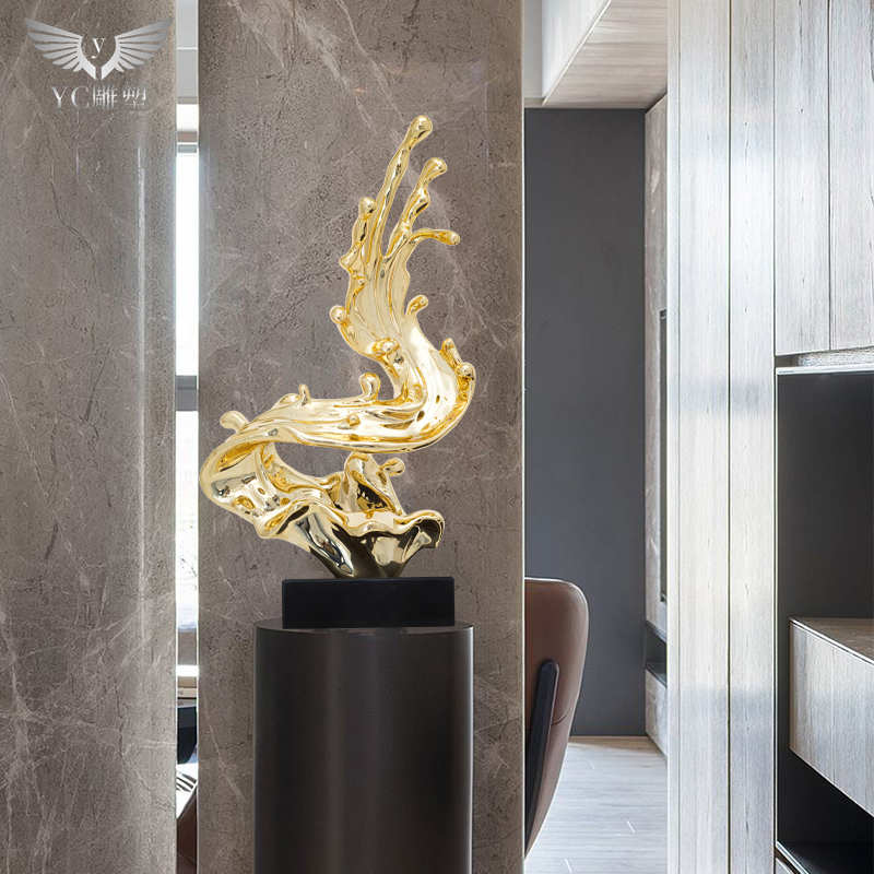 浪花雕塑大型现代艺术工艺品玄关客厅样板房酒店现代创意抽象摆件