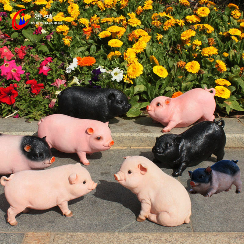 户外庭院创意草坪动物树脂雕塑工艺饰品摆件可爱仿真迷你小猪模型