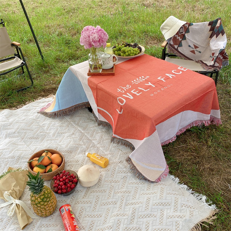 北欧莫兰迪多功能装饰布抖音小红书户外野餐垫桌布露营帐篷台布巾