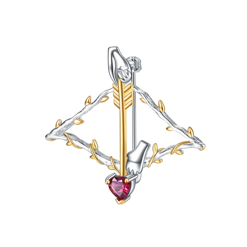 意大利风格珠宝 紫水晶玫瑰榴吊坠胸针两用925银 丘比特首饰珠宝