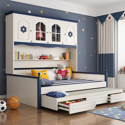 地中海儿童房衣柜床储物高箱儿童床多功能组合床男孩女孩小户型