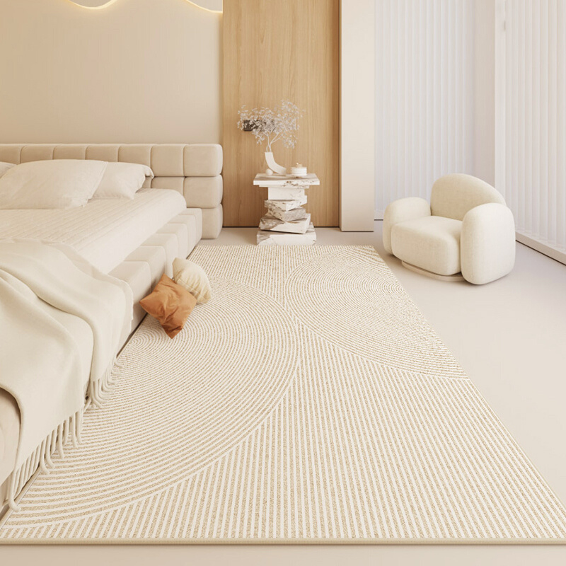 卧室地毯床边毯客厅暖色奶油风茶几毯房间短毛绒家用主卧床前地垫