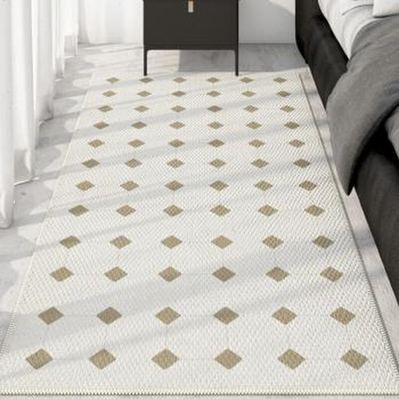高档爆品黑白格子床边毯长条卧室客厅地毯欧式复古沙发茶几床前防