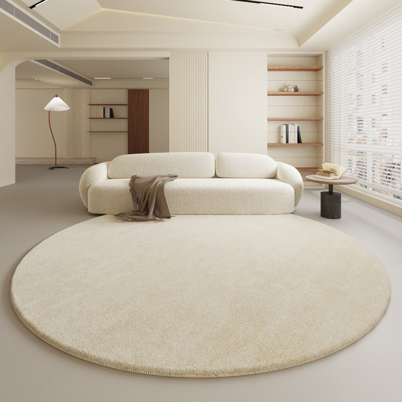 奶油风圆形地毯高级感客厅茶几毯免打理懒人沙发地垫梳妆台椅子垫