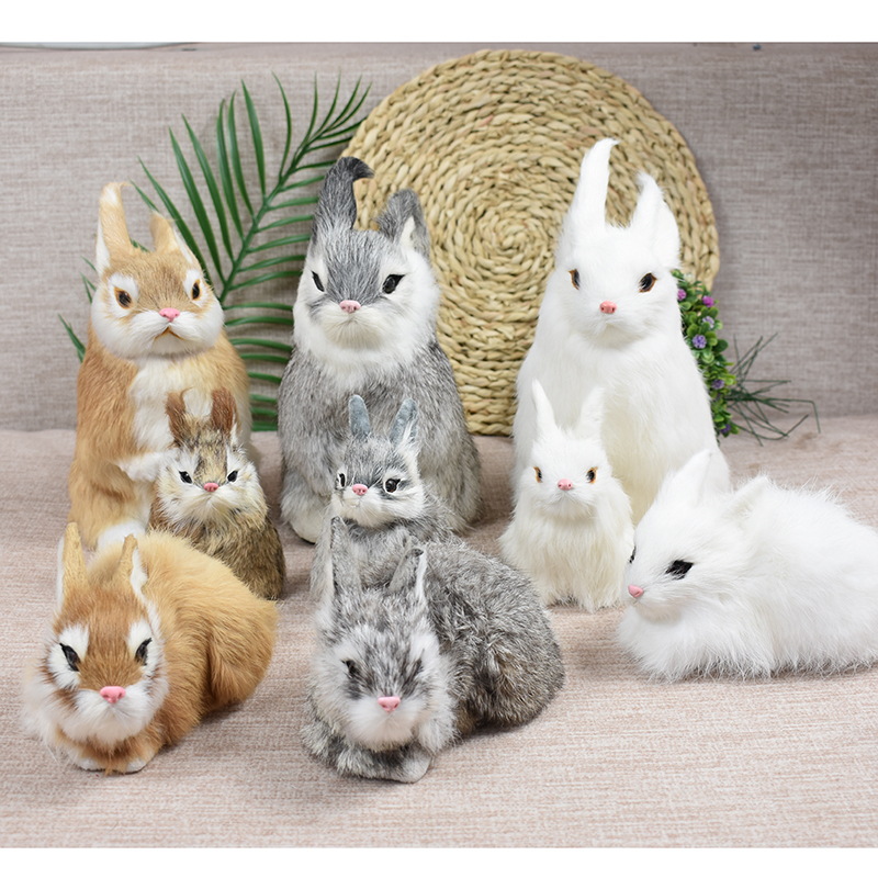 仿真兔子小白兔毛绒玩具兔公仔桌面小动物饰品摆件儿童认知玩具