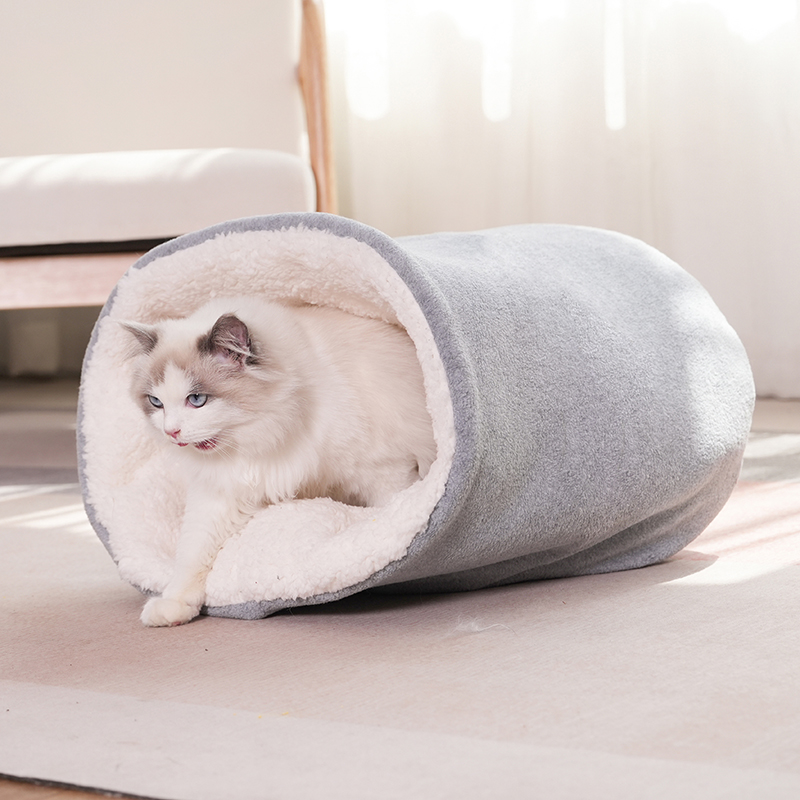 猫窝半封闭猫咪睡袋秋冬保暖宠物隧道可钻被子床大桶式约克夏棉窝
