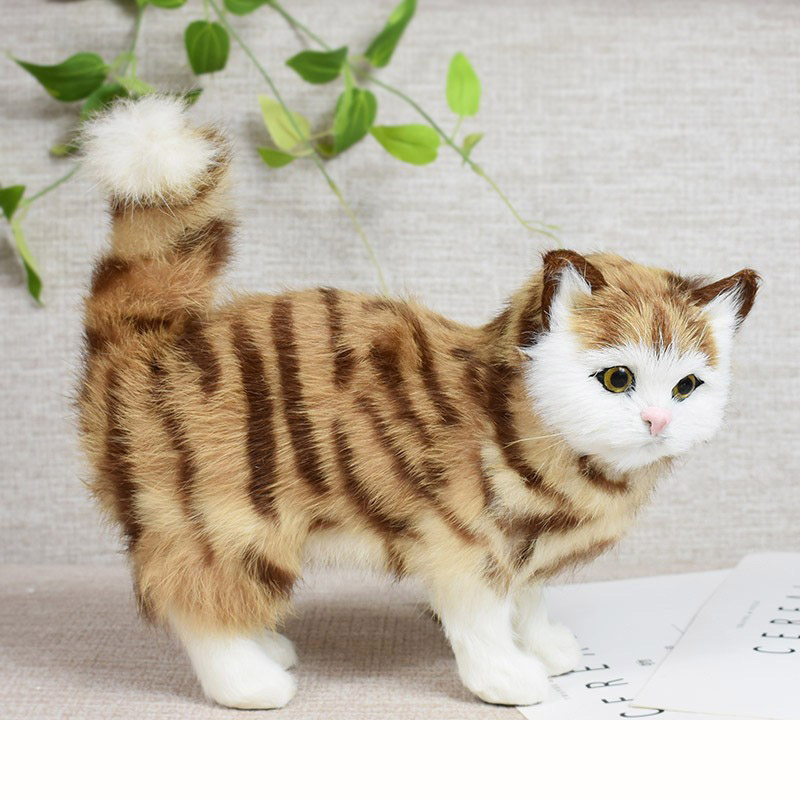 真皮仿真猫咪假猫动物模型家居创意摆件可爱毛绒玩具公仔生日礼物