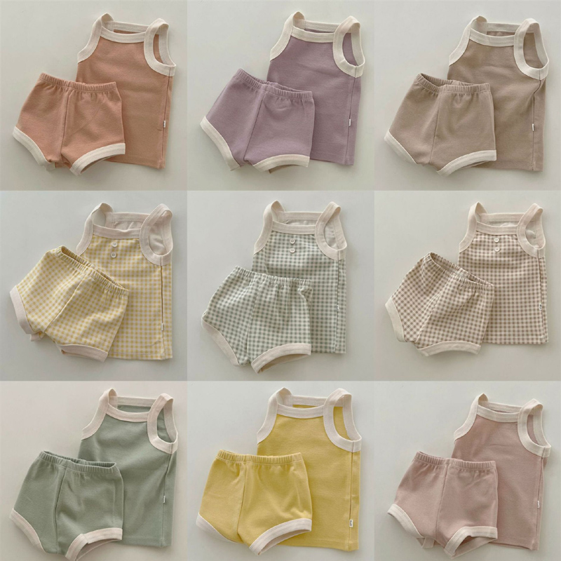 韩版夏季婴幼儿套装宝宝棉吊带清凉背心上衣包屁裤儿童舒适家居服