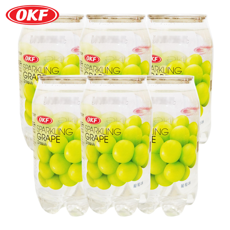 OKF 6罐韩国进口 葡萄味气泡水 350ml/罐 碳酸果味汽水 饮料 罐装