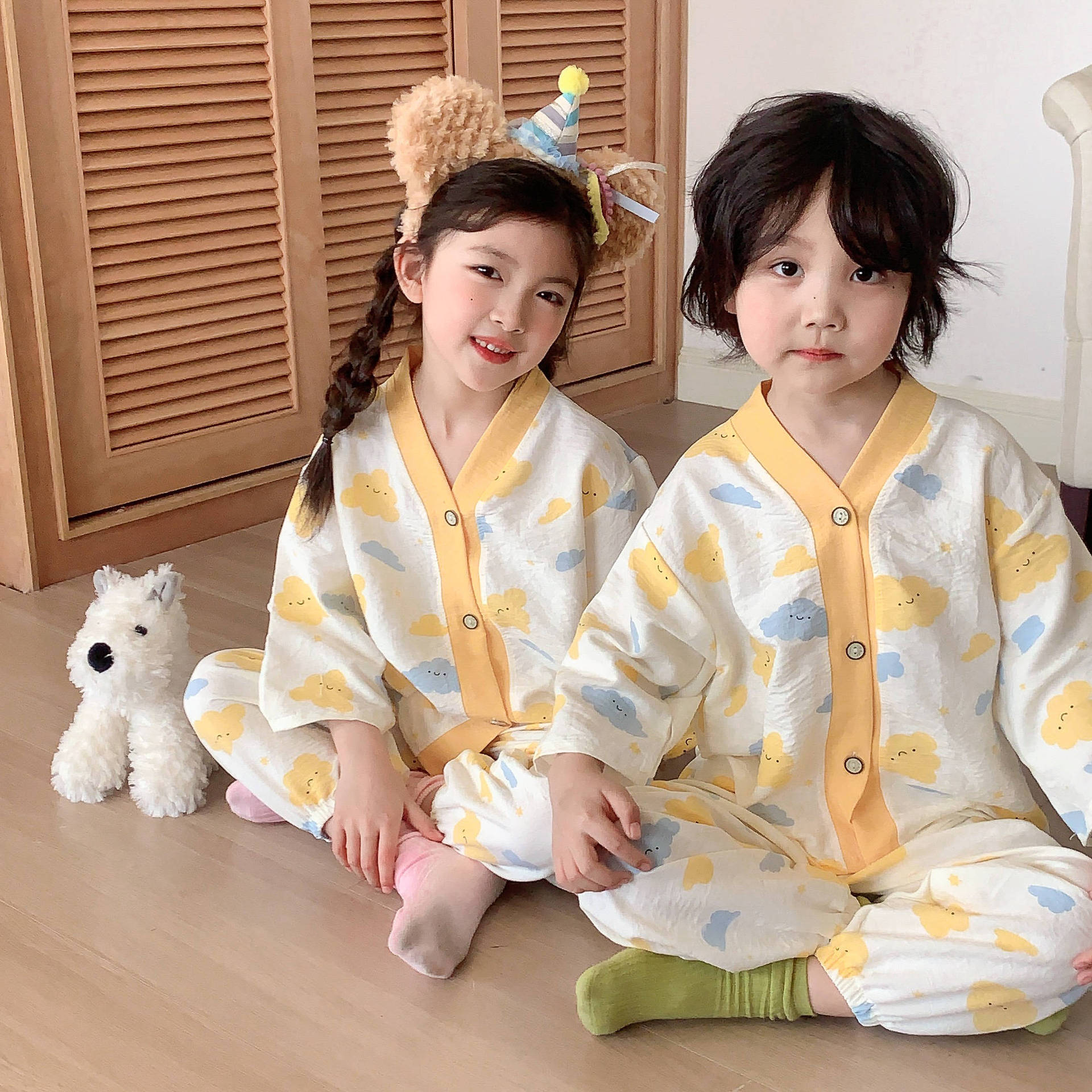 2024新款儿童家居服套装男女童宽松薄款睡衣宝宝韩版空调服两件套