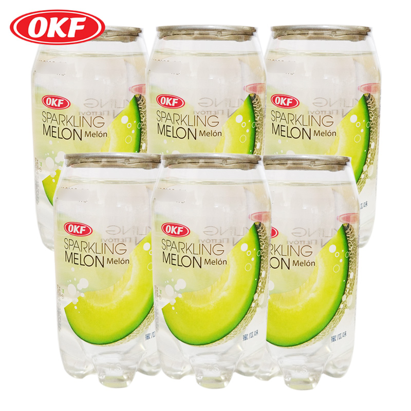 OKF 6瓶 韩国进口 蜜瓜味气泡水350ml/罐 碳酸果味汽水 饮料 罐装