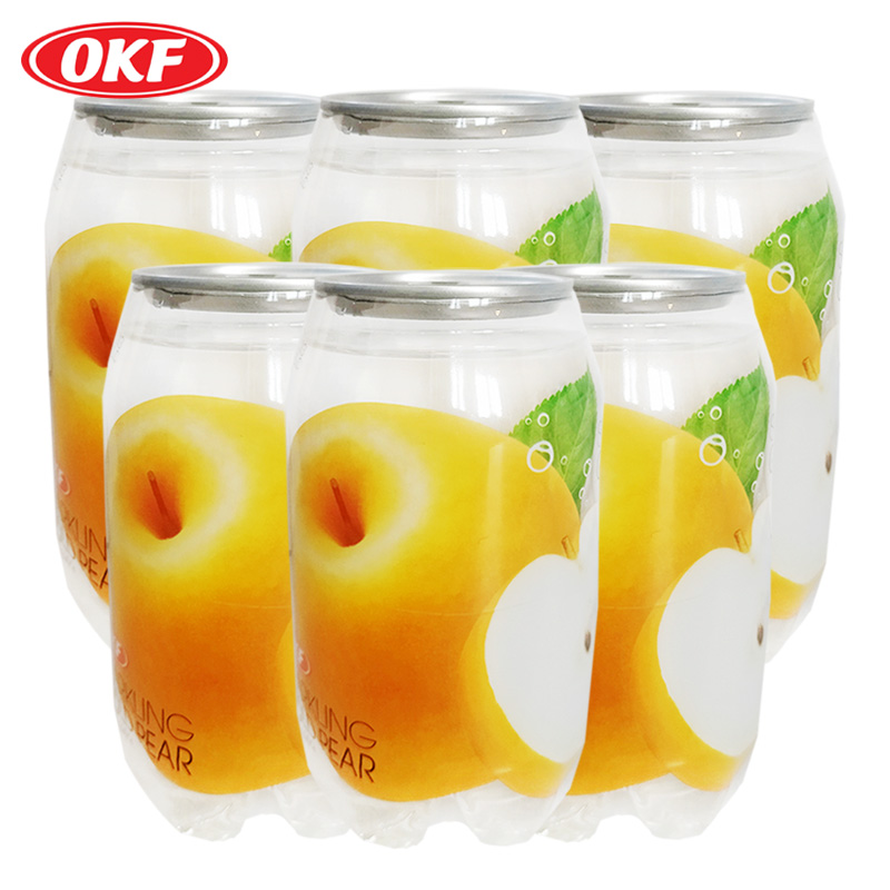 OKF 6罐 梨味气泡水350ml/罐 韩国进口饮料 碳酸果味汽水 罐装