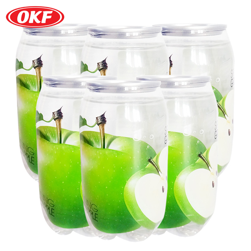 OKF 6罐青苹果味气泡水350ml/罐 韩国进口饮料 碳酸果味汽水 罐装