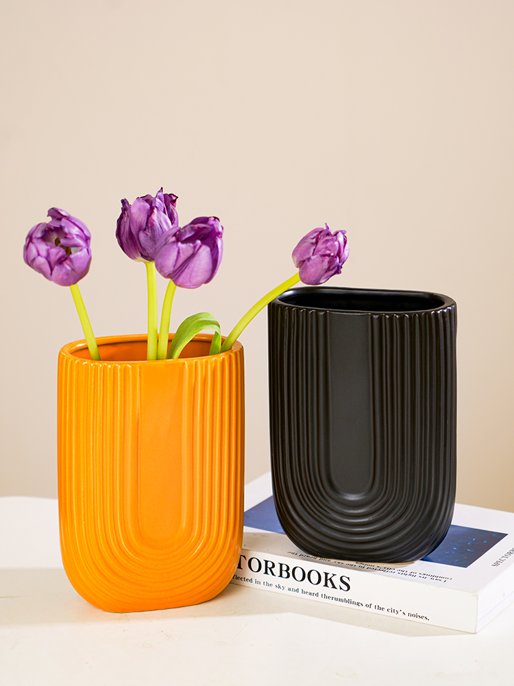 韩式哑光粉紫色北欧浪漫风陶瓷花瓶摆件现代少女家居客厅餐桌装饰