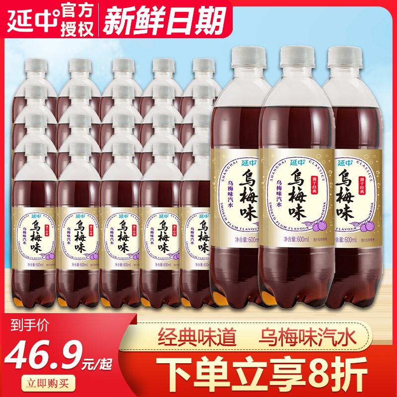 延中乌梅味盐汽水600ml*20瓶整箱碳酸饮料夏季解腻含汽果味饮品