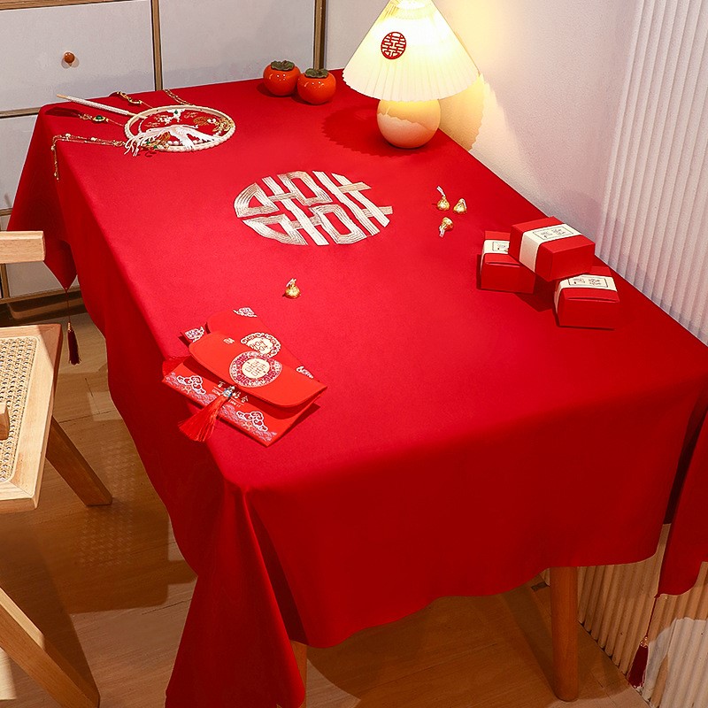 红色订婚宴摆台装饰婚房布置婚礼男女方婚庆用品