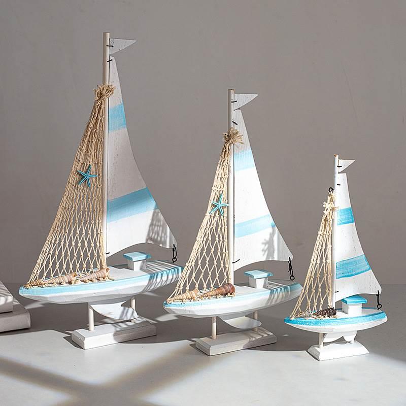 手工拼装模型船地中海家居饰品帆船摆件一帆风顺实木海洋桌面摆设