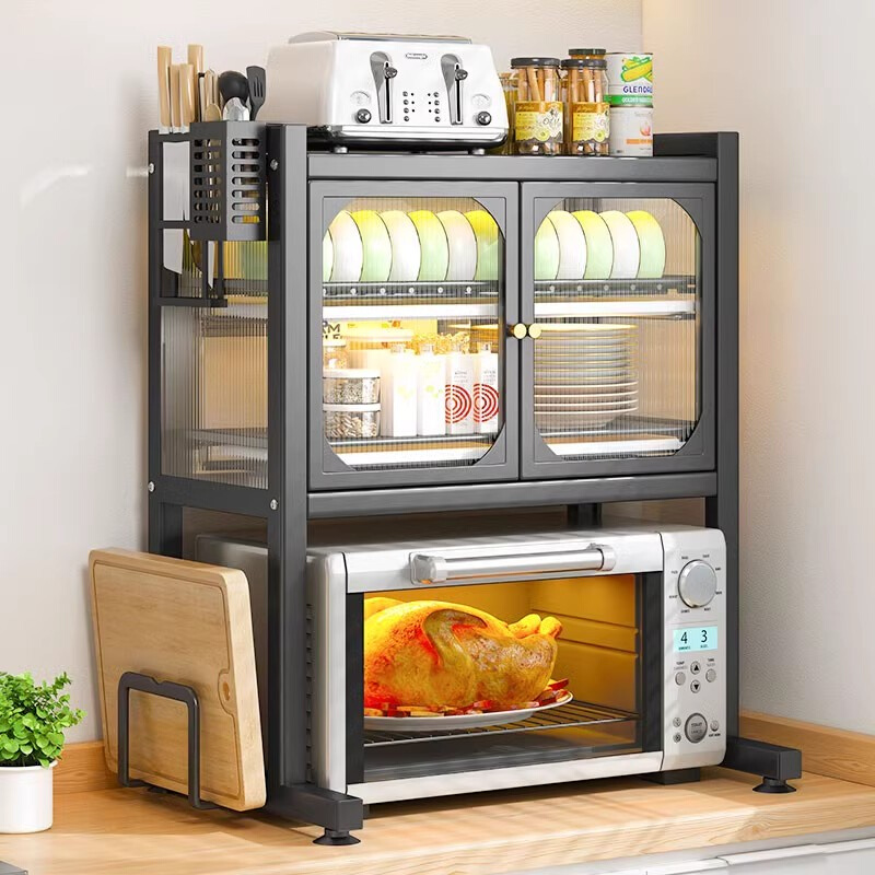 微波炉置物架烤箱架子厨房家用台面小型碗柜多功能储物防尘电烤箱