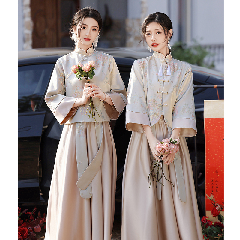 中式伴娘服女2024新款小众婚礼姐妹团马面裙礼服套装夏季平时可穿
