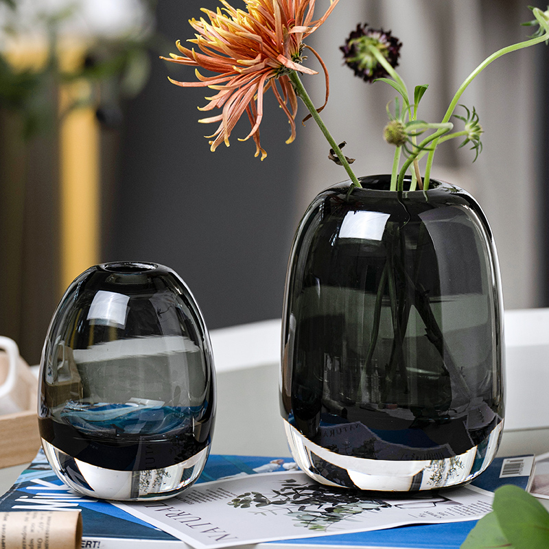 日式简约创意原色玻璃花瓶水培鲜花插花工艺品客厅装饰品餐桌摆件