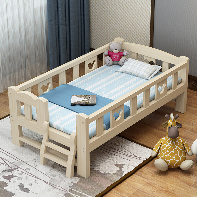 儿童床实木床护栏床加宽床婴儿床小孩床男孩女孩床宝宝床拼接床
