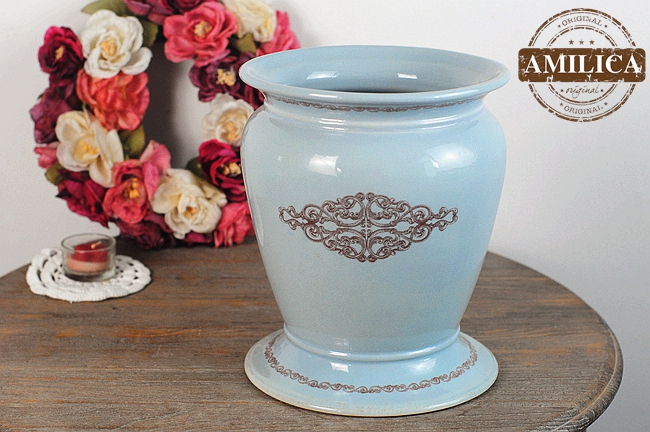 AMILICA欧式花纹裂釉大花桶|花器|垃圾桶|花瓶|欧式家居装饰品
