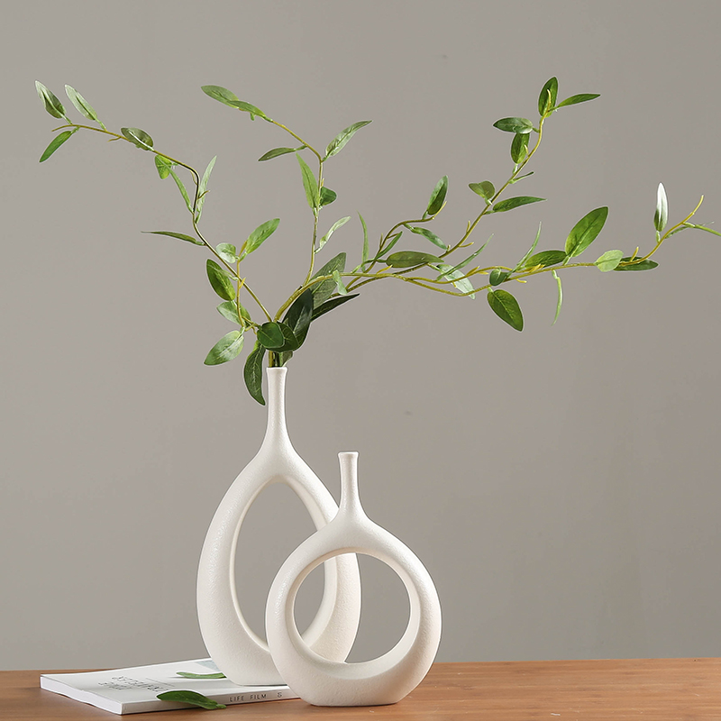 北欧现代简约家居装饰品摆件欧式白色陶瓷插花花瓶创意客厅装饰品